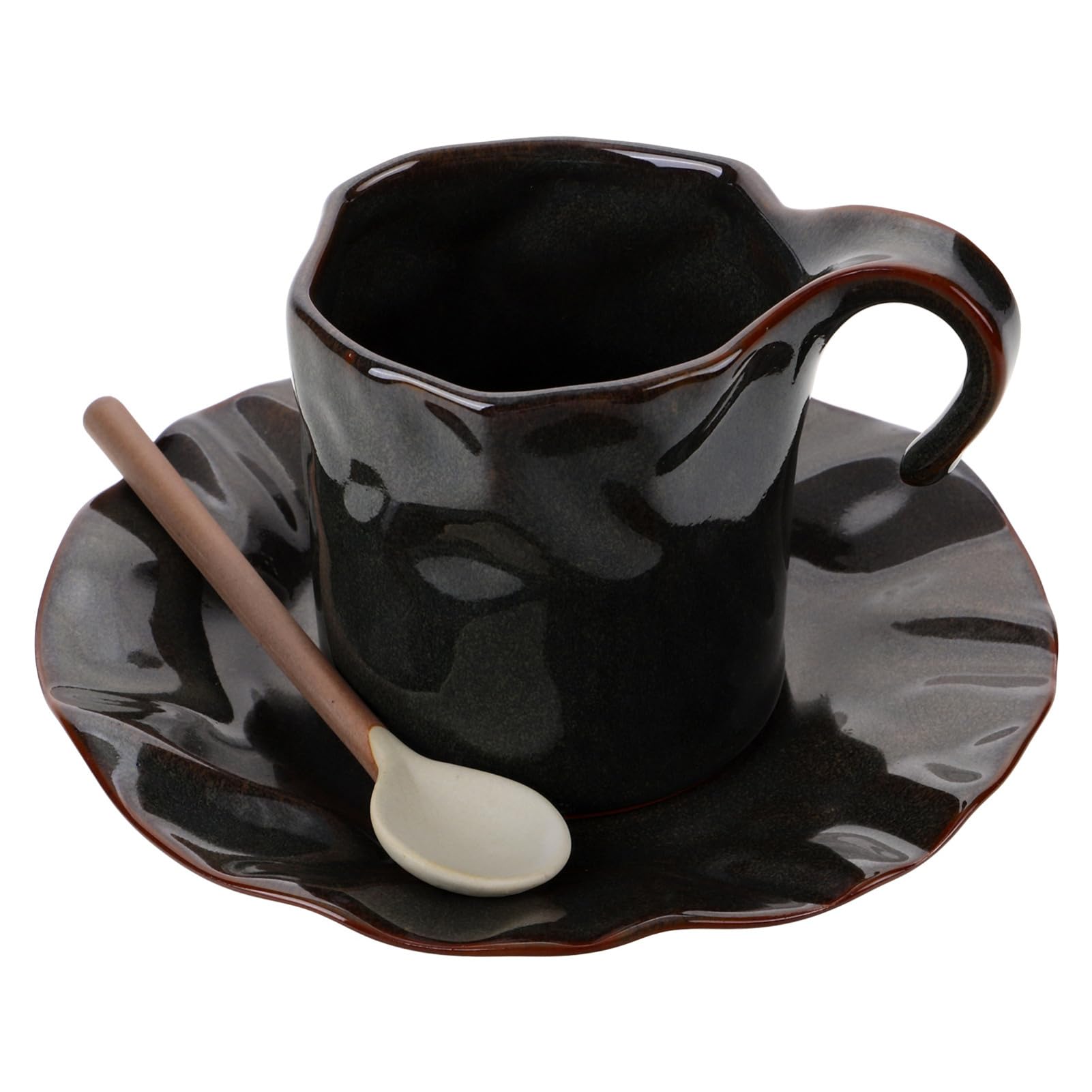 Alipis Keramikbecher Satz 150ml mit Henkel aus Keramik in Kaffee