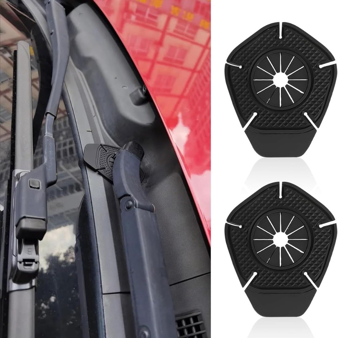 TASMAX car Accessories 2025 Wiper pad Hole Protector Pad Car Silicon Wiper 2 PCs Windshield Cars Wiper Cover Dust Front Cover Accessories Universal Weatherproof Flexible & Durable for (Black)