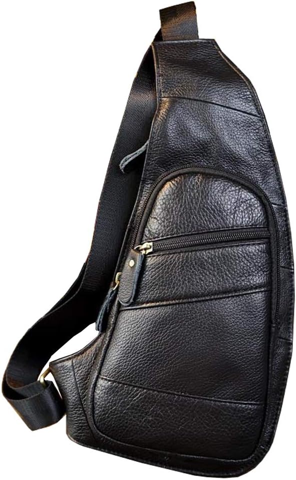 Hebetag Leather Sling Bag Crossbody Backpack for Men Women Travel Outdoor Camping - Image 2