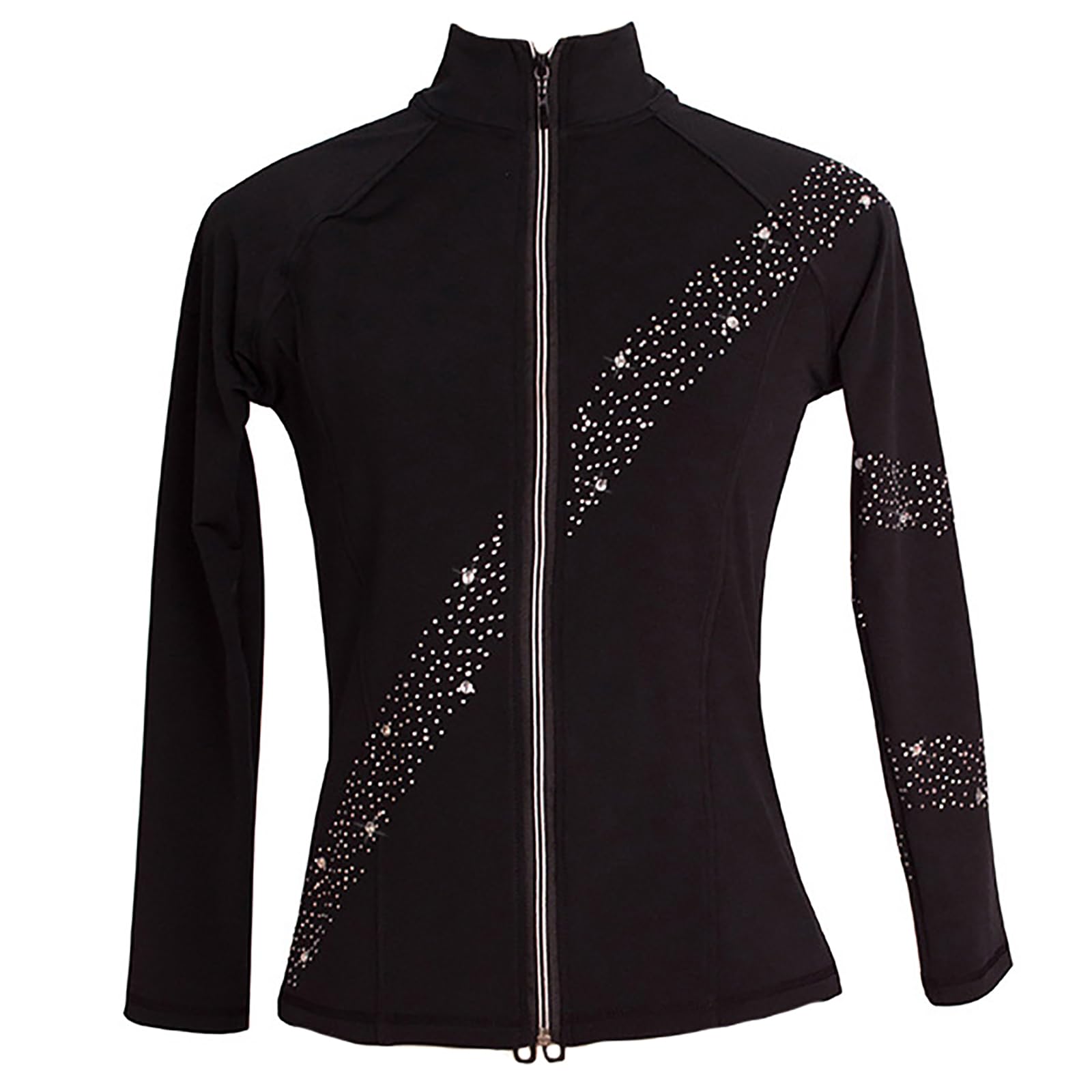 Veste de Patinage sur Glace Filles Femmes Vestes D'entraînement de Patinage Artistique en Cristal(Size:3XL,Color:Noir-Thin)