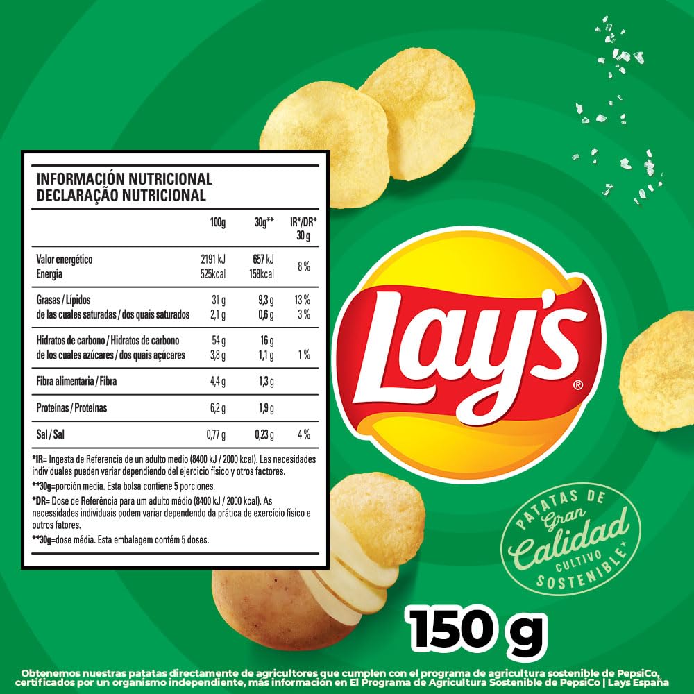 Lay's Campesinas, Patatas Fritas de cultivos sostenibles con sabores vegetales, Producto de Aperitivo, bolsa individual, 150g — view 4