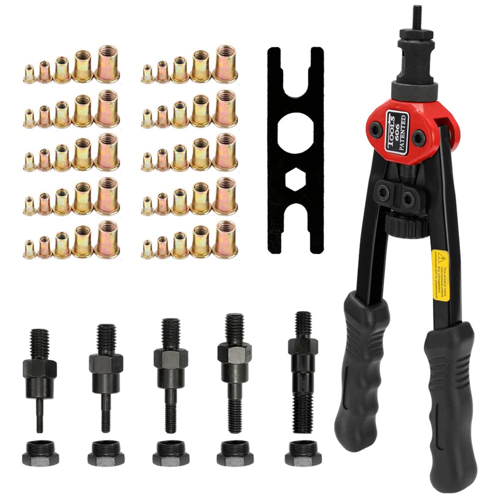 12in Labor-Saving Hand Riveter Nut Riveter Hand Tool Sets BT-606 Double Insert Manual Rivet Machine Riveting Tools with Nuts