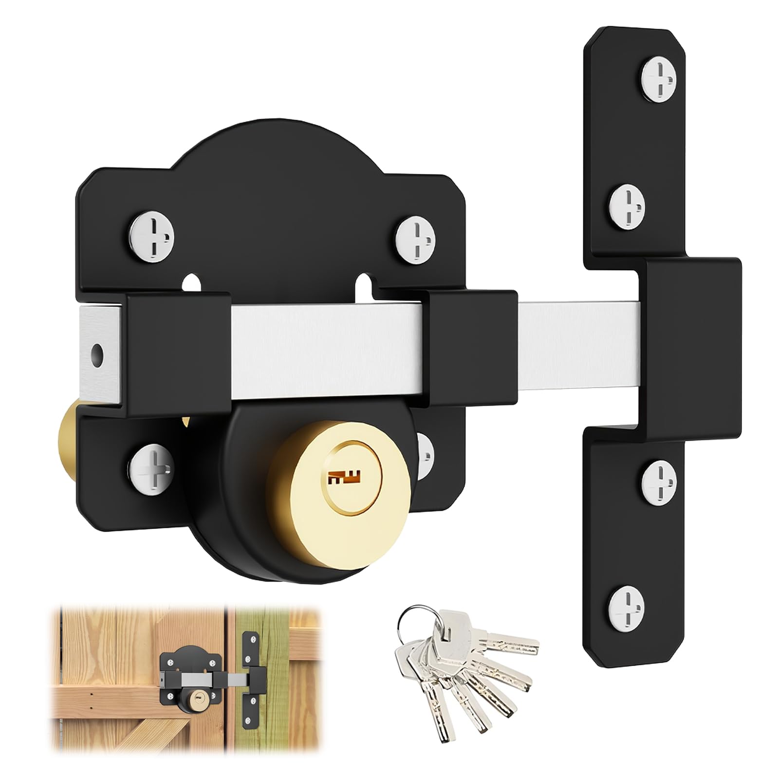 Cerradura Puerta, Cerradura Puerta Interior con Cilindro de Bloqueo de 50 mm Doble Bloqueo de Acero Inoxidable con 5 Llaves para Puerta de Metal Puerta de Madera Entradas de Casas Dormitorios