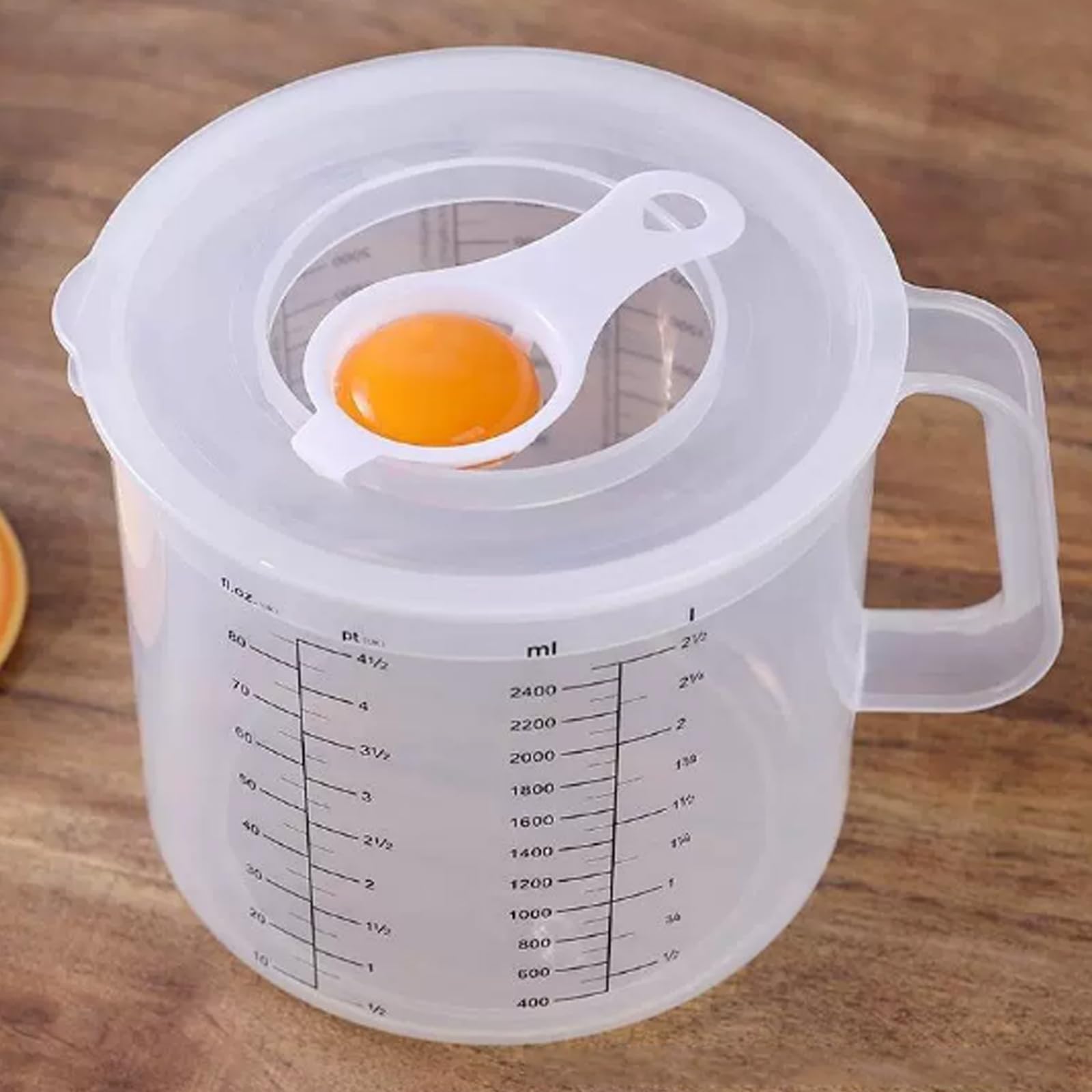 1 Unidad de Vaso medidor de plástico Transparente con Tapa - Jarra graduada con asa y Pico, Herramienta de medición precisa para Hornear, batir Huevos y Mezclar, Bol de Cocina versátil
