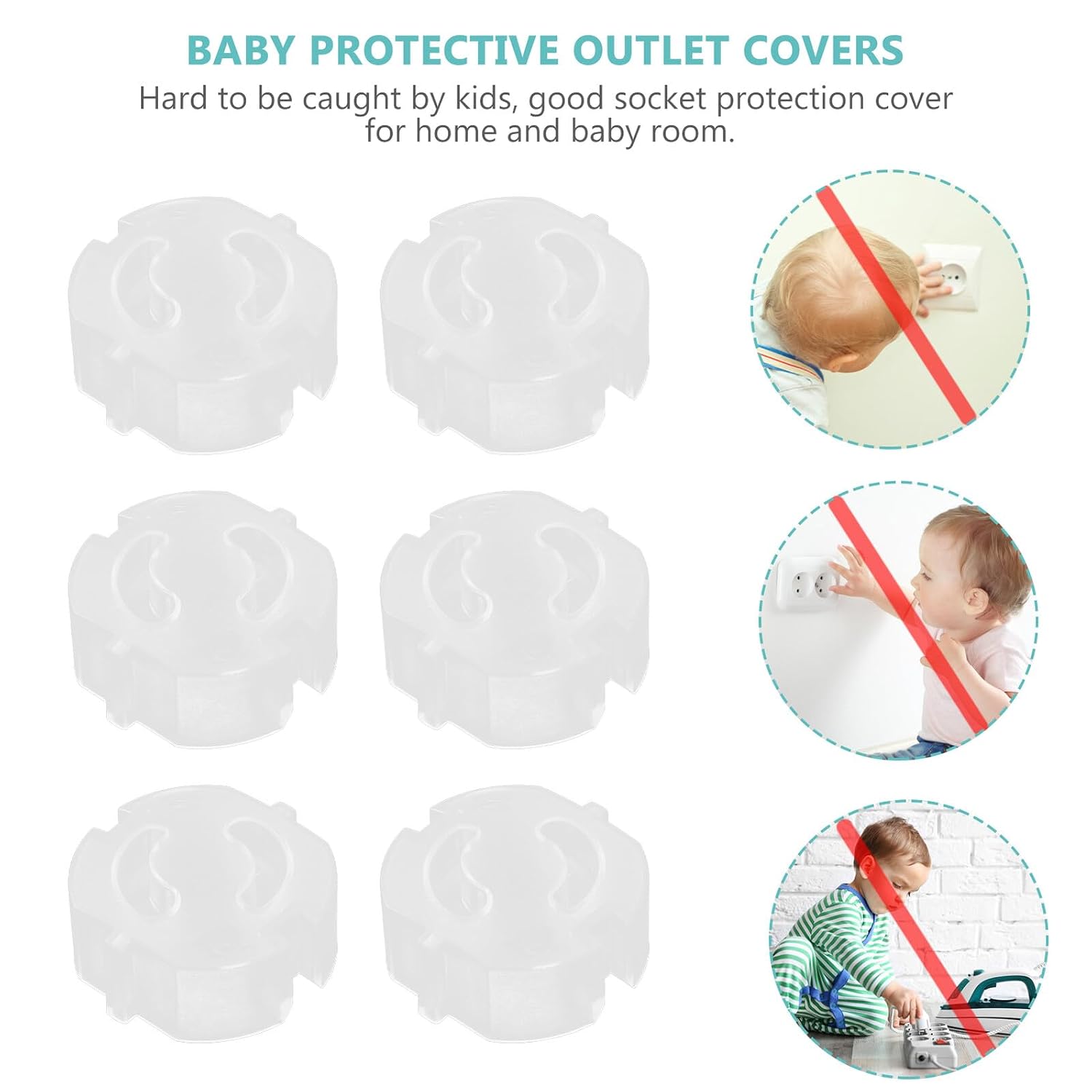 Mikinona 20pcs Clear Safety Plug Covers Childproof Outlet Protection Caps Electric Socket Proofing for Home Safety Easy to Use Transparent Babyproof Outlet Plugs