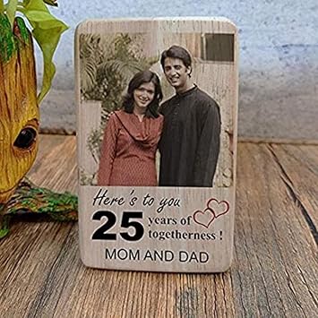 Giftsvalla 25th Wedding Anniversary Wooden Photo Frame Gift for Couple. Mom DAD (4x5in)