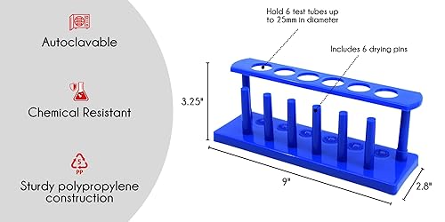Miniatura 2 de Eisco Labs - Soporte para tubo de ensayo, polipropileno, 0.984 in de diámetro con orificios para 6 tubos