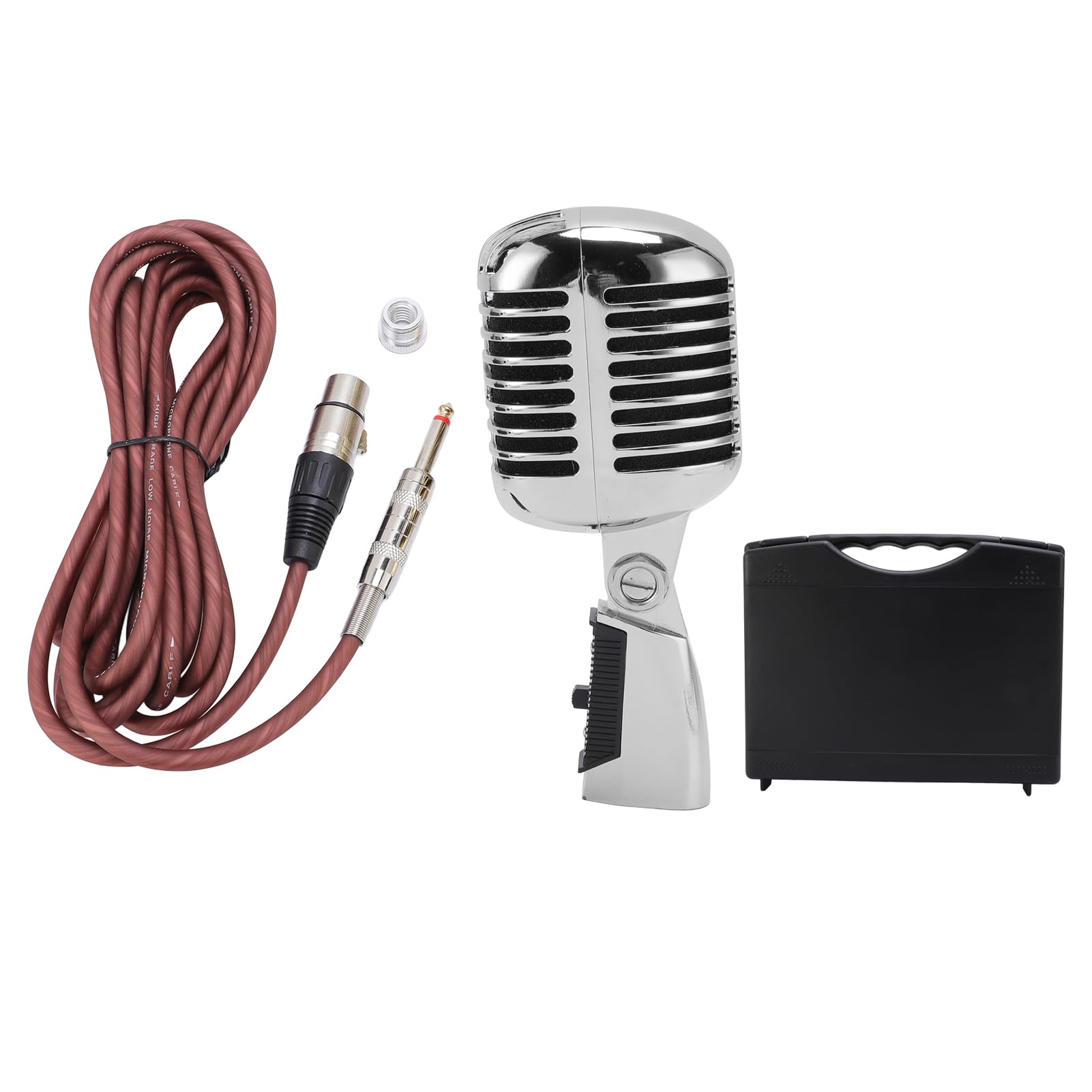 Fabater Micrófono Dinámico, Micrófono de Escenario con Patrón de Captación Cardioide, Vocal de Mano con Estructura de Aleación de Zinc a Prueba de Golpes para Grabación de Estudio en (Silver)