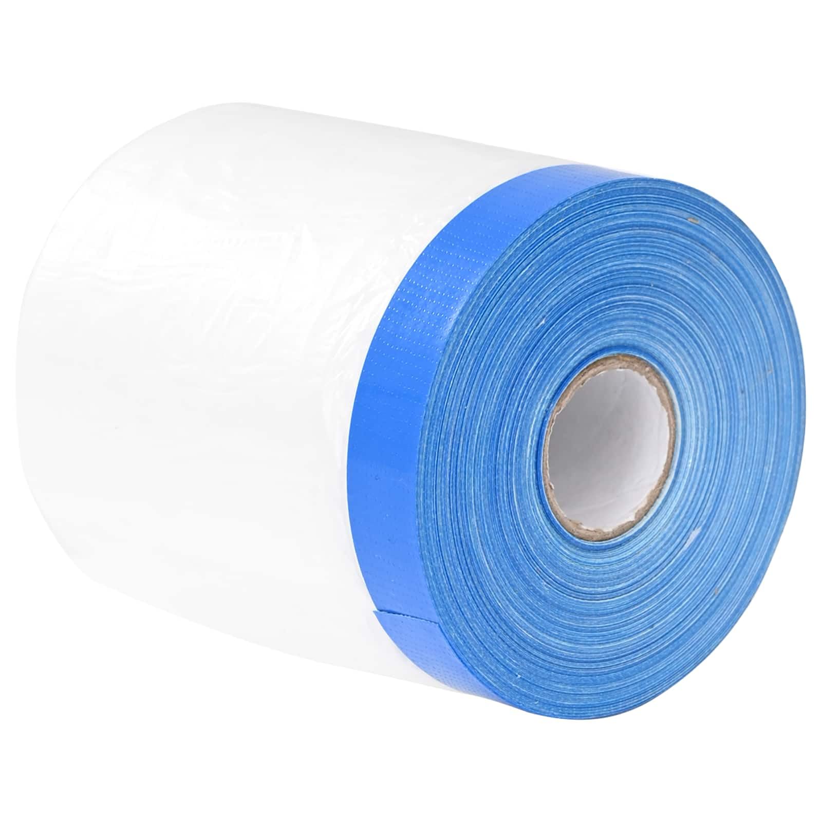 VidaXL Película de enmascaramiento con cinta adhesiva 12pcs transparente y azul, película de enmascaramiento exterior, impermeable, pintor, protección contra el polvo, resistente, fácil de colocar