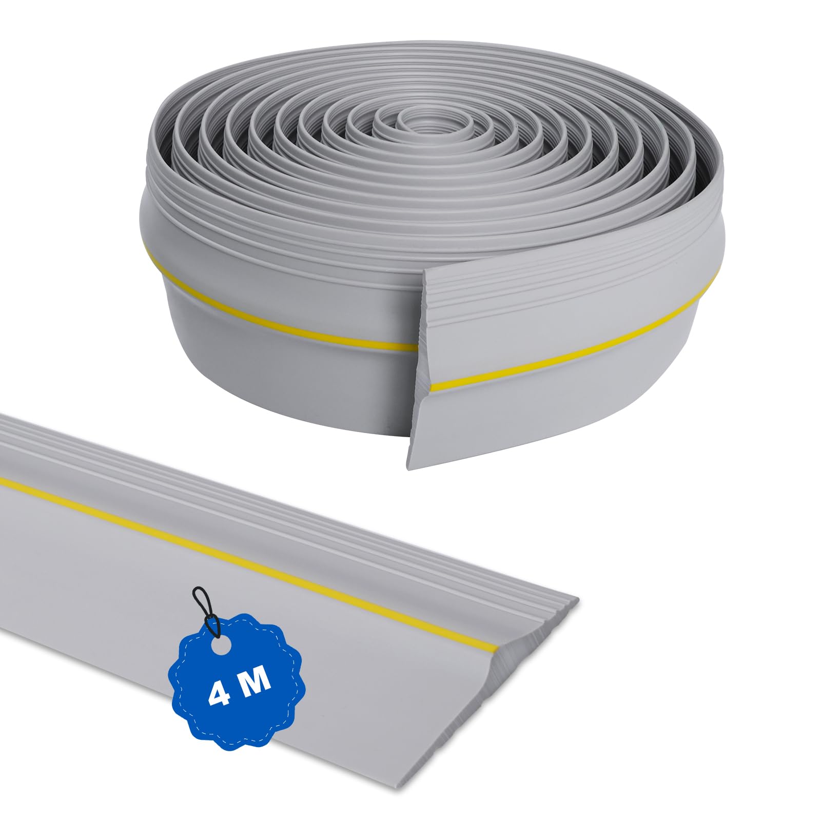 Junta de umbral para puerta de garaje, 4 m, junta universal para puerta de garaje, sellado de goma para el suelo, resistente a la intemperie, para mantener limpio y seco (gris)
