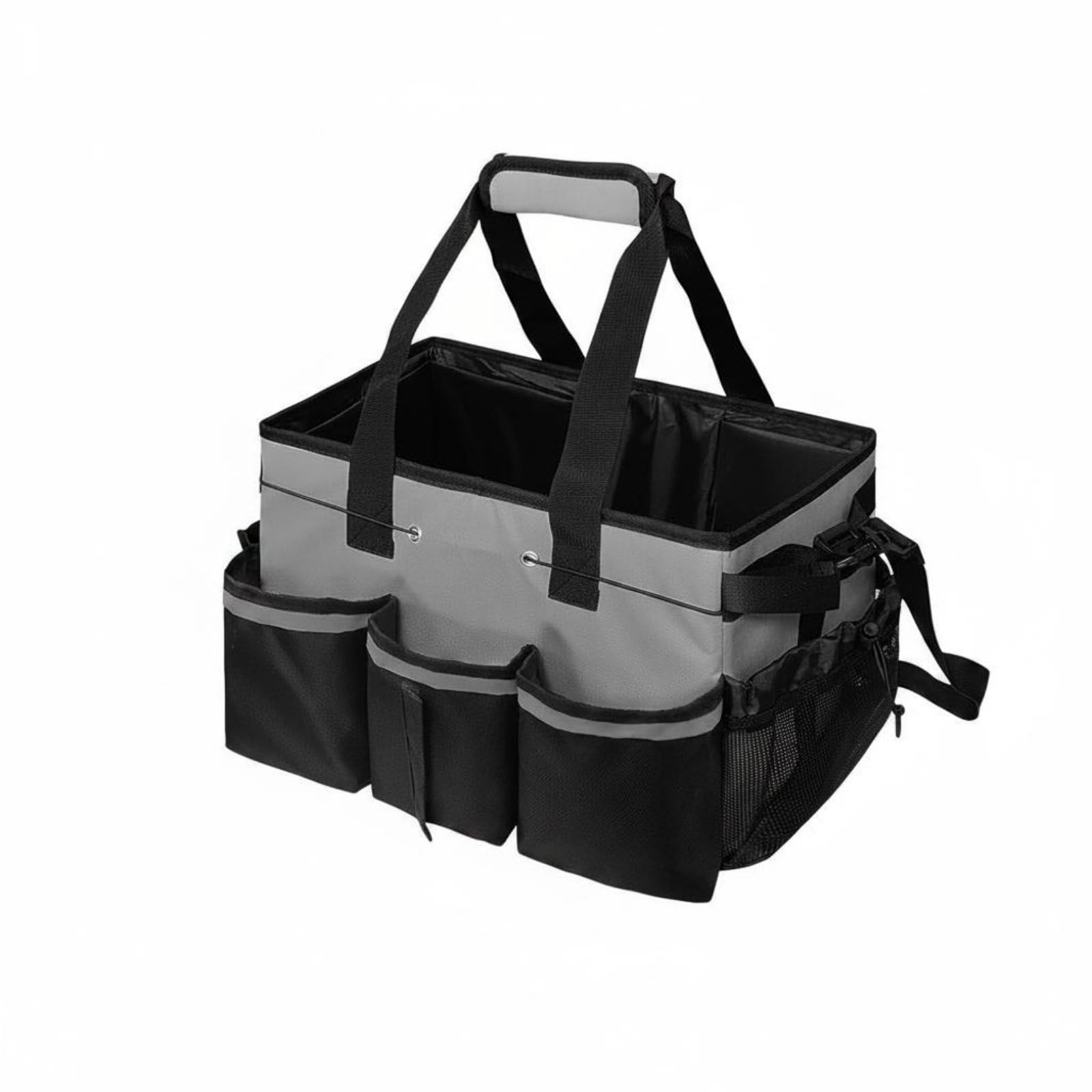 Cleaning Utility Pouch Borsa Portaoggetti Pulizie Organizer Tote Secchiello con Scomparti Multipli Materiale Oxford 600D con Manici E Tracolla Adatta, Viola
