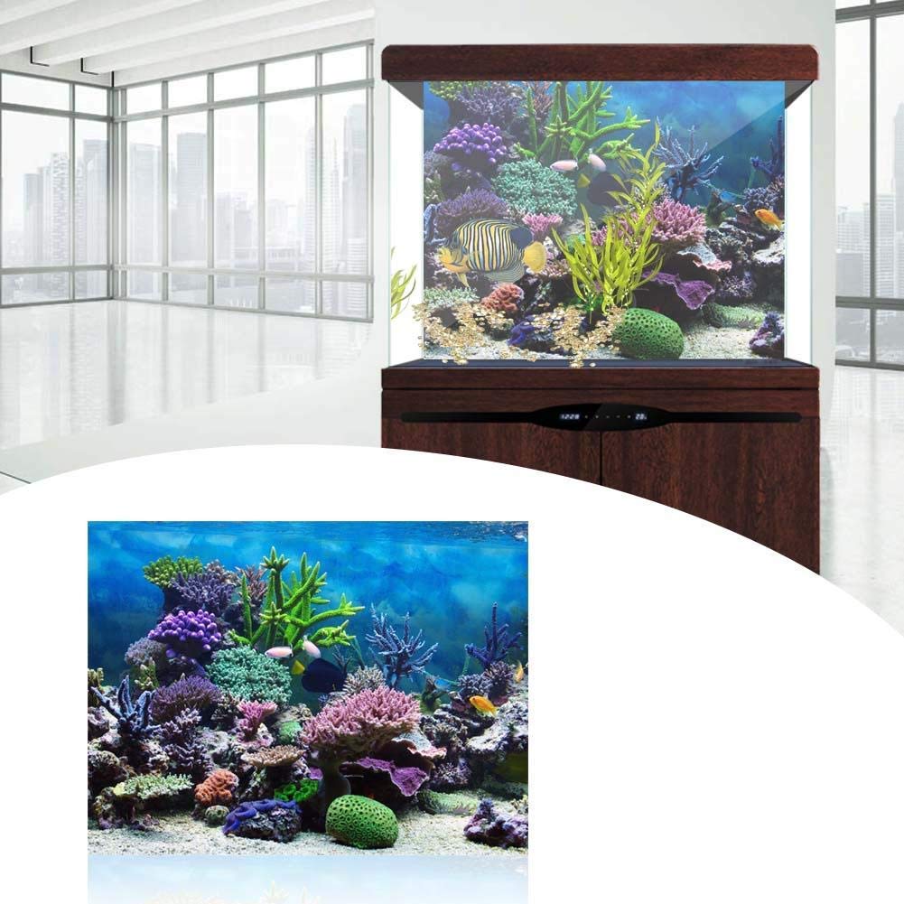Fdit Acquario Sfondo Poster Fish Tank Sfondo PVC Adesivo Underwater Reef Decor Carta Adesiva Stickers Decalcomanie(76 * 30cm)