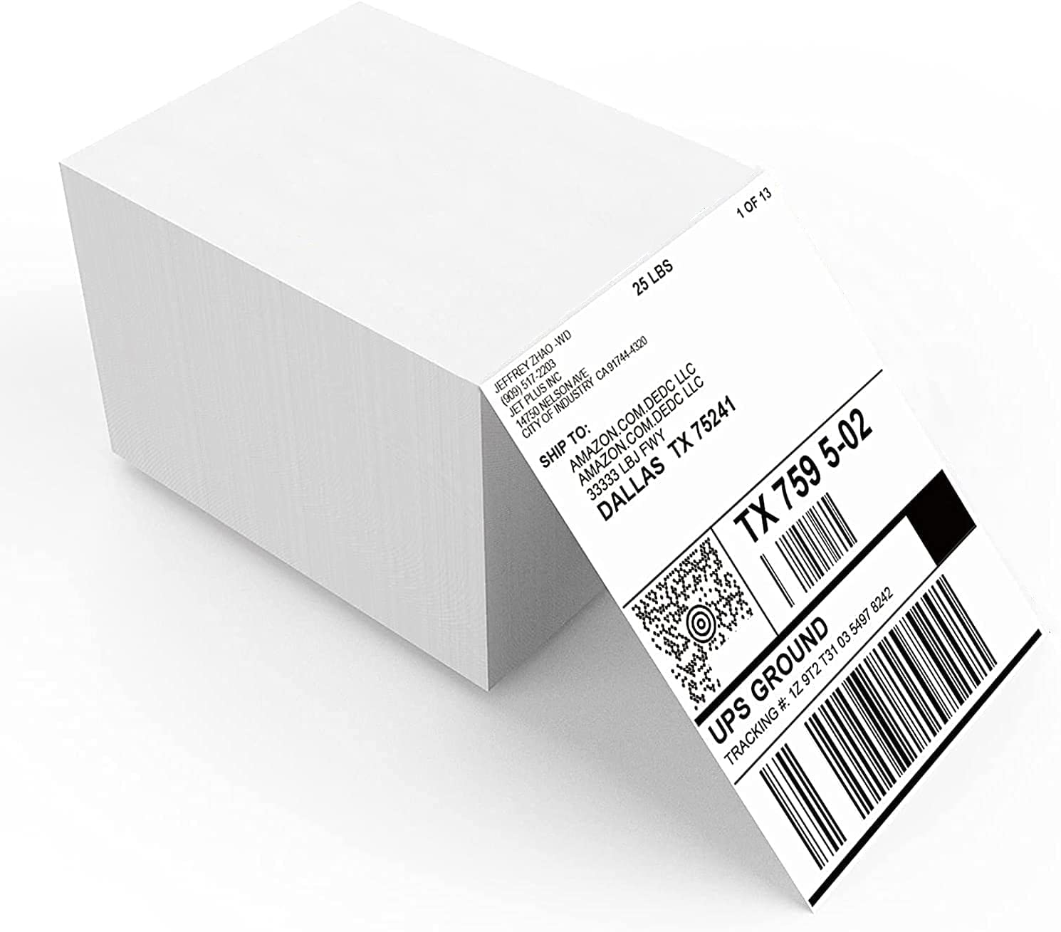 Dzannc Thermal Labels Barcode Label Stickers, Blank Label Making Tape & Fold Shipping Printer Label Sheets, Shipping Parcel Adhesive Postage Postage Labels (1 stacks 4''x6''(100x150mm)500 pcs)