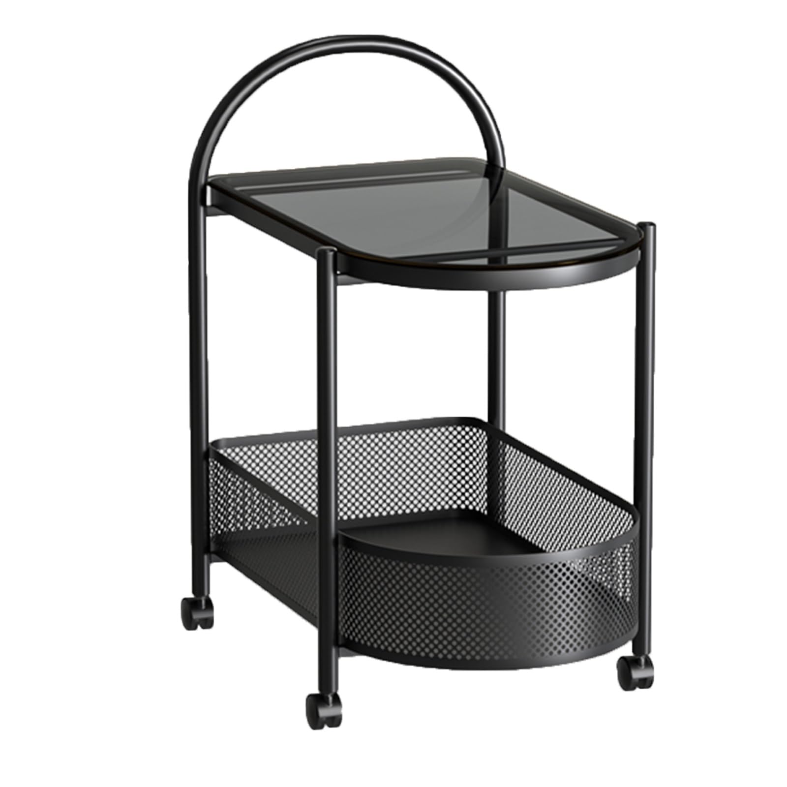 SXZenSpace Side Table with Wheels End Living Room Mobile Sofa Armrests Small for Bedroom Spaces(Svart)