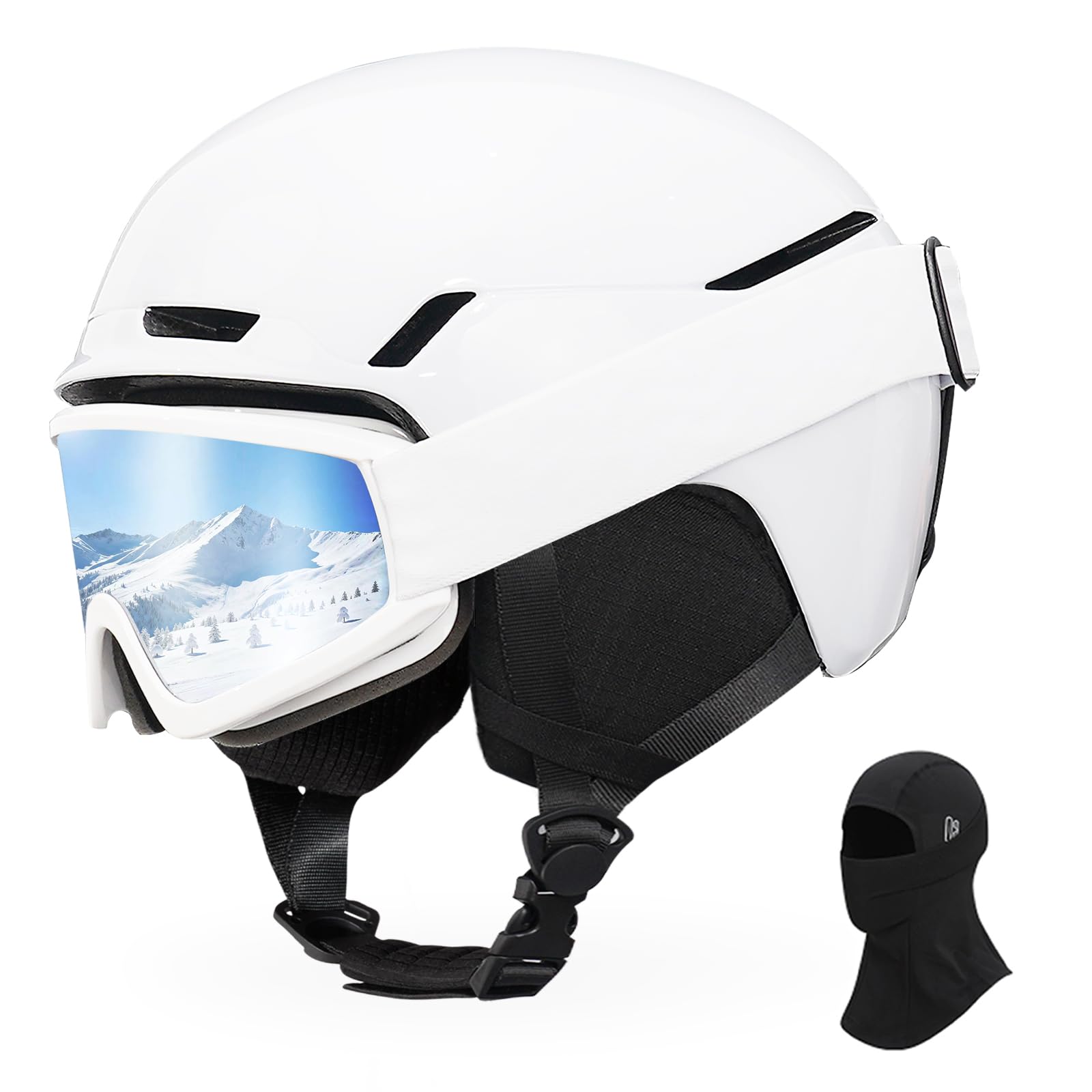 Ski Helmet with Goggles Set,DXH-816 Snowboard Helmet for Adults-with 6 Vents, PC Shell and EPS Foam, Snow Helmets for Men Women Youth