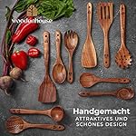 Woodenhouse-Kochloeffel-Holz-10-Stueck-Kochloeffel-Set-Holzloeffel-aus-Teakholz-fuer-das-Kochen-Holzkochloeffel-Pfannenwender-holz-Suppenkelle-10-Stueck-Perfekt-fuer-Antihaft-Natuerlich-und-Robust : Aus-Holz-gemacht....