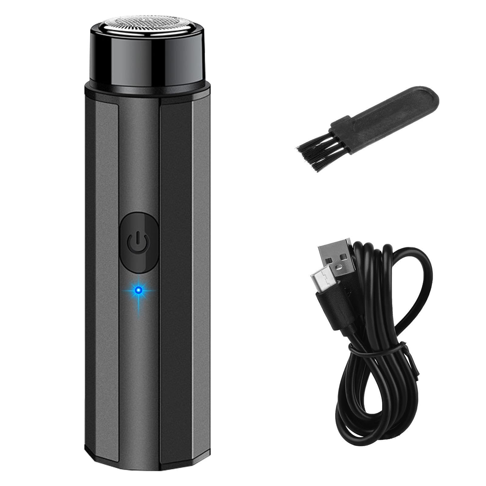 afeitadora para hombres - Afeitadora eléctrica portátil - Maquinillas de afeitar de bolsillo recargables por USB de tamaño de viaje, afeitado en y húmedo con un botón y uso en y húmedo