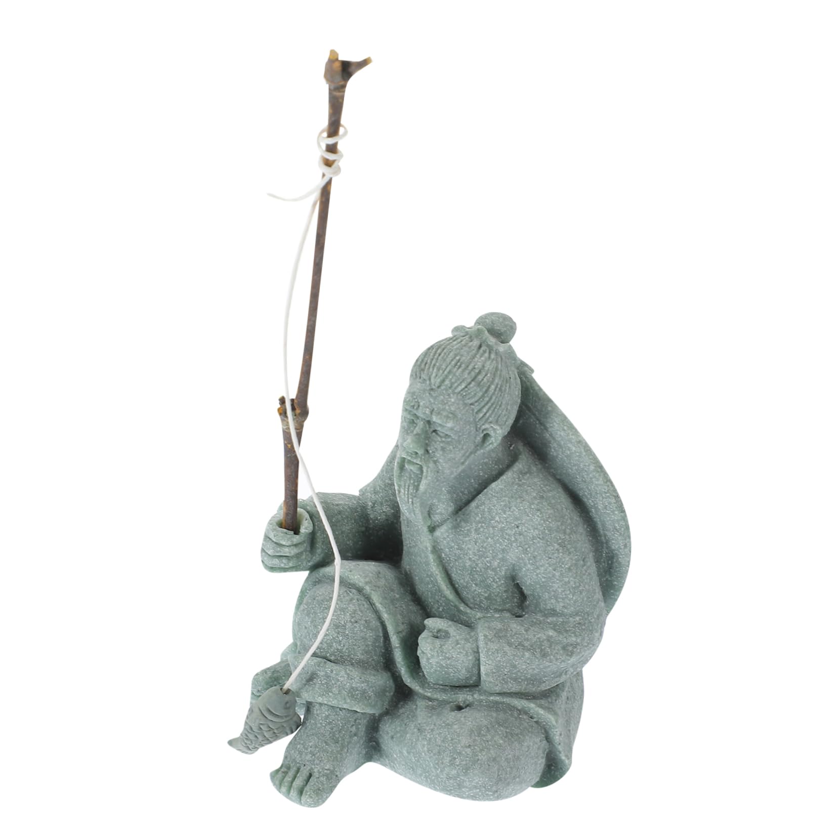 ULTECHNOVO 5 Pièces Mini Statue De Pêcheur Petit Décoratif Décoration D'aquarium Décorations Décor D'aquarium Sculpture Décor De Micro Paysage Figurine D'aquarium Grès Vert