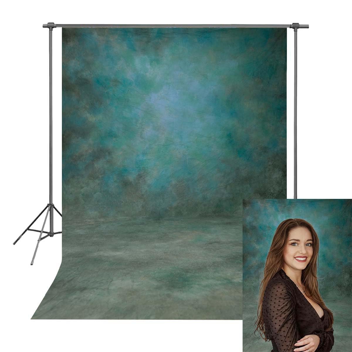 5x7ft Abstract Photography Backdrop Microfiber Retro Green Portrait Photography Photo Background Studio Props (5X7FT)