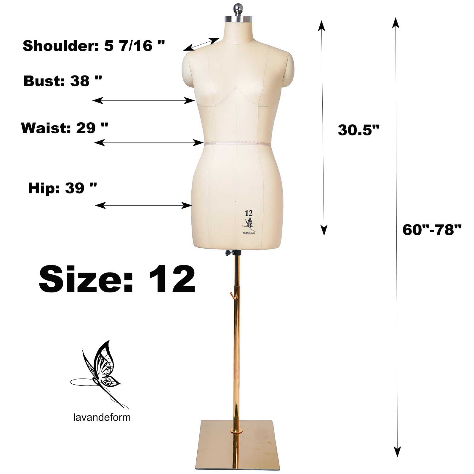 Amazon.co.jp: lavandeform 女性用ソーイングマネキン、サイズ12