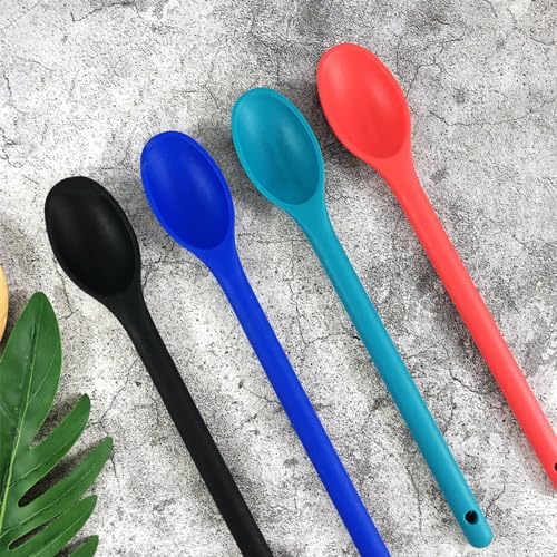 Set Di 4 Pezzi Di Mestolo Silicone,Mestoli Cucina Silicone Resistente Al Calore,21 Cm,Senza BPA,Lavabile In Lavastoviglie,Mestoli Silicone Con Foro Di Sospensione Per Cottura(Rosso,Nero,Verde,Blu - 8
