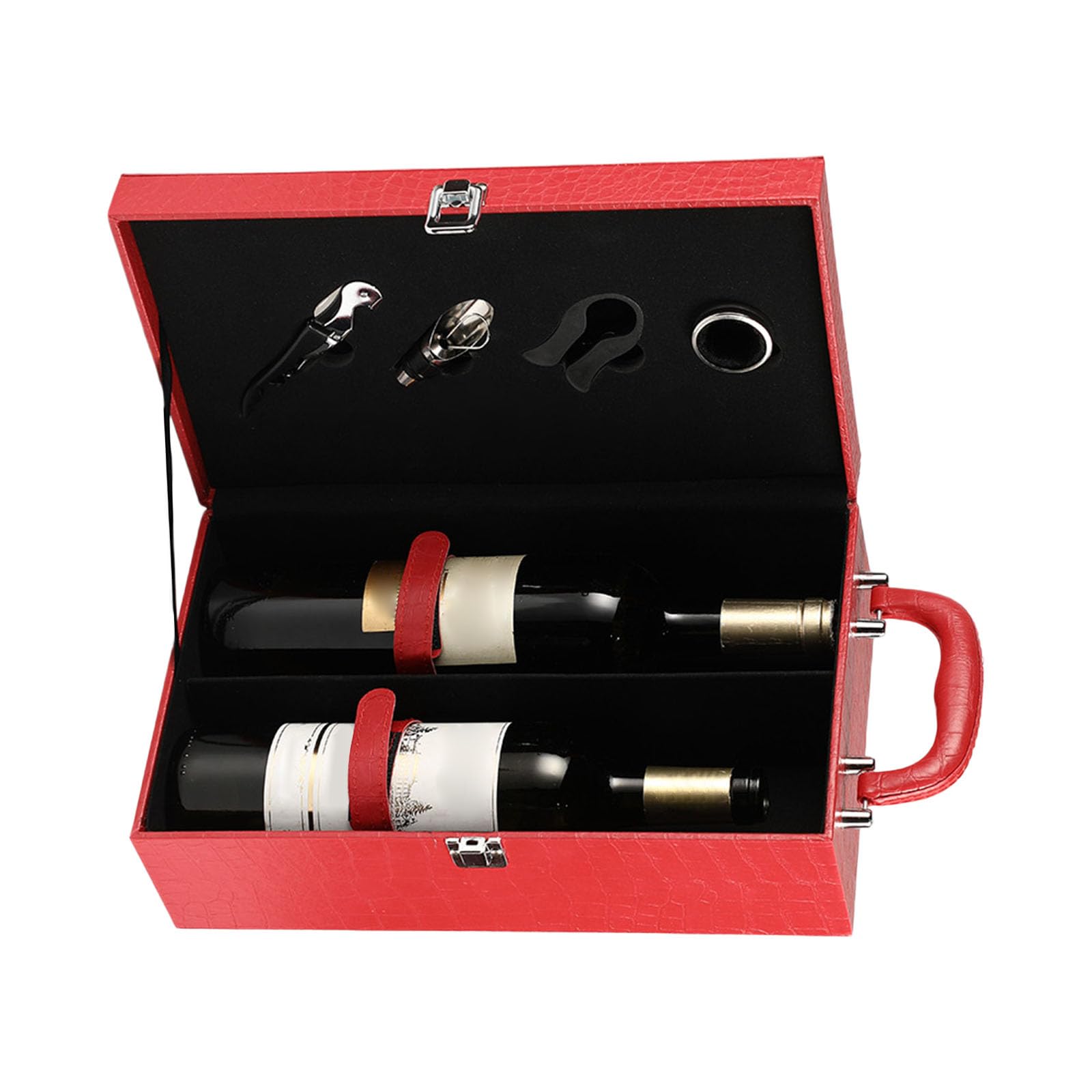 Lavishness PU Leather Wine Cart with Cushioned Compartment Safely Holds 2 Bottles Exemplary for Gifting Entertaining Waterproof Wine Box