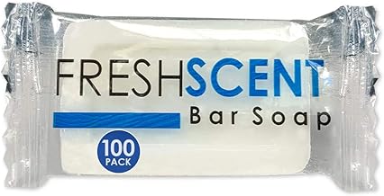 Freshscent 0.5 oz Bar Soap [100 Pack] Hotel Travel Size, Individually Wrapped, Vegetable Based, Bulk Amenities and Toiletries for Hospitality