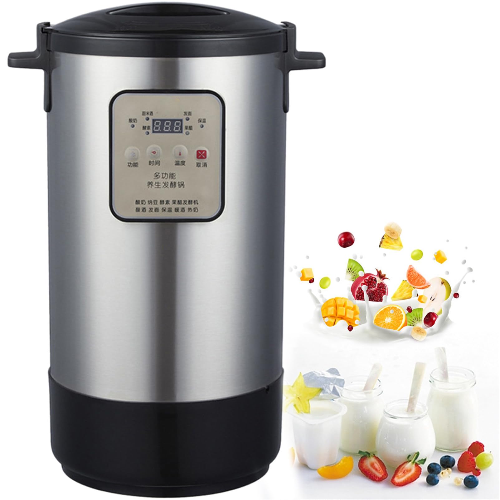 Máquina digital de yogur griego de acero inoxidable con control de tiempo y temperatura