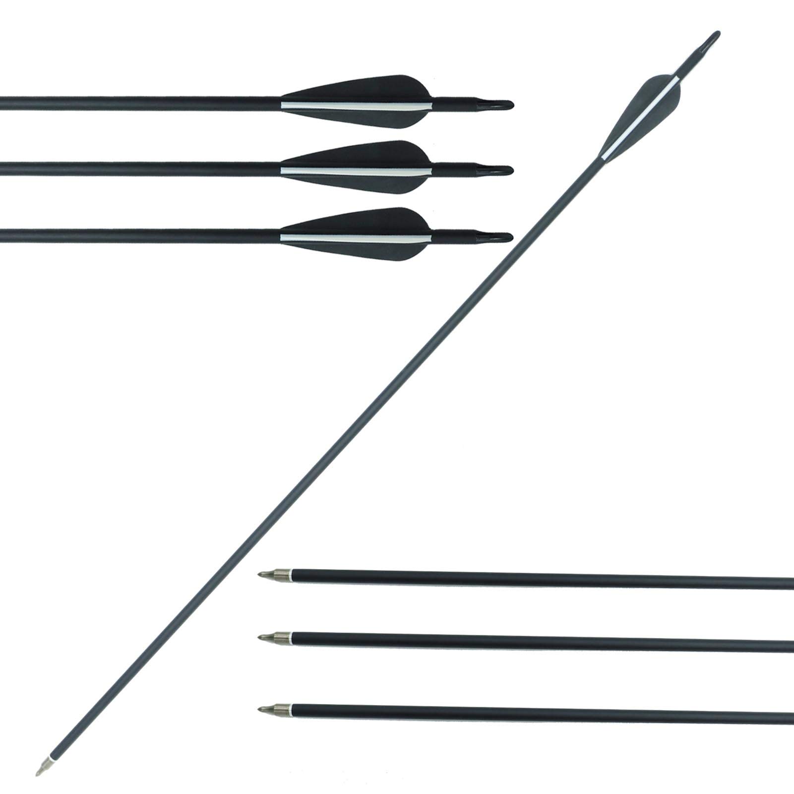 12-Pack Mixed Carbon Archery Arrows - 30/31 Inch With 100 Grain Points For Compound & Recurve Bows