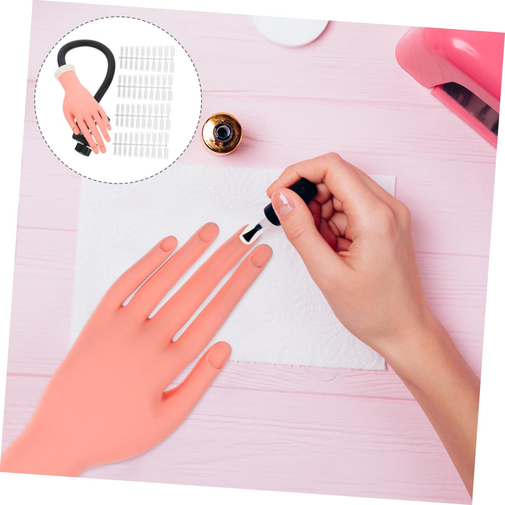 Gatuida 100 Pezzi Mani Finte in Plastica con Unghie Finte Mobili Flessibili per Pratica Manicure Modelli Riutilizzabili Accessori per Unghie Principianti e Saloni