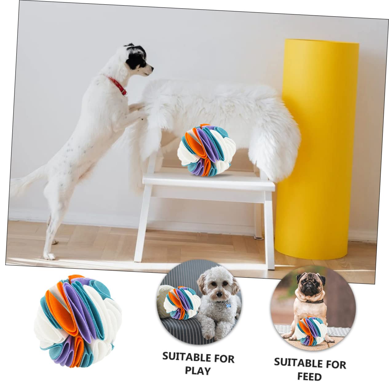 Pelota Olfativa para Perros Juguete Masticable Agujeros De Fuga Tela De Fieltro 20 Cm para Entretenimiento Casa y Jardín Perros Adultos