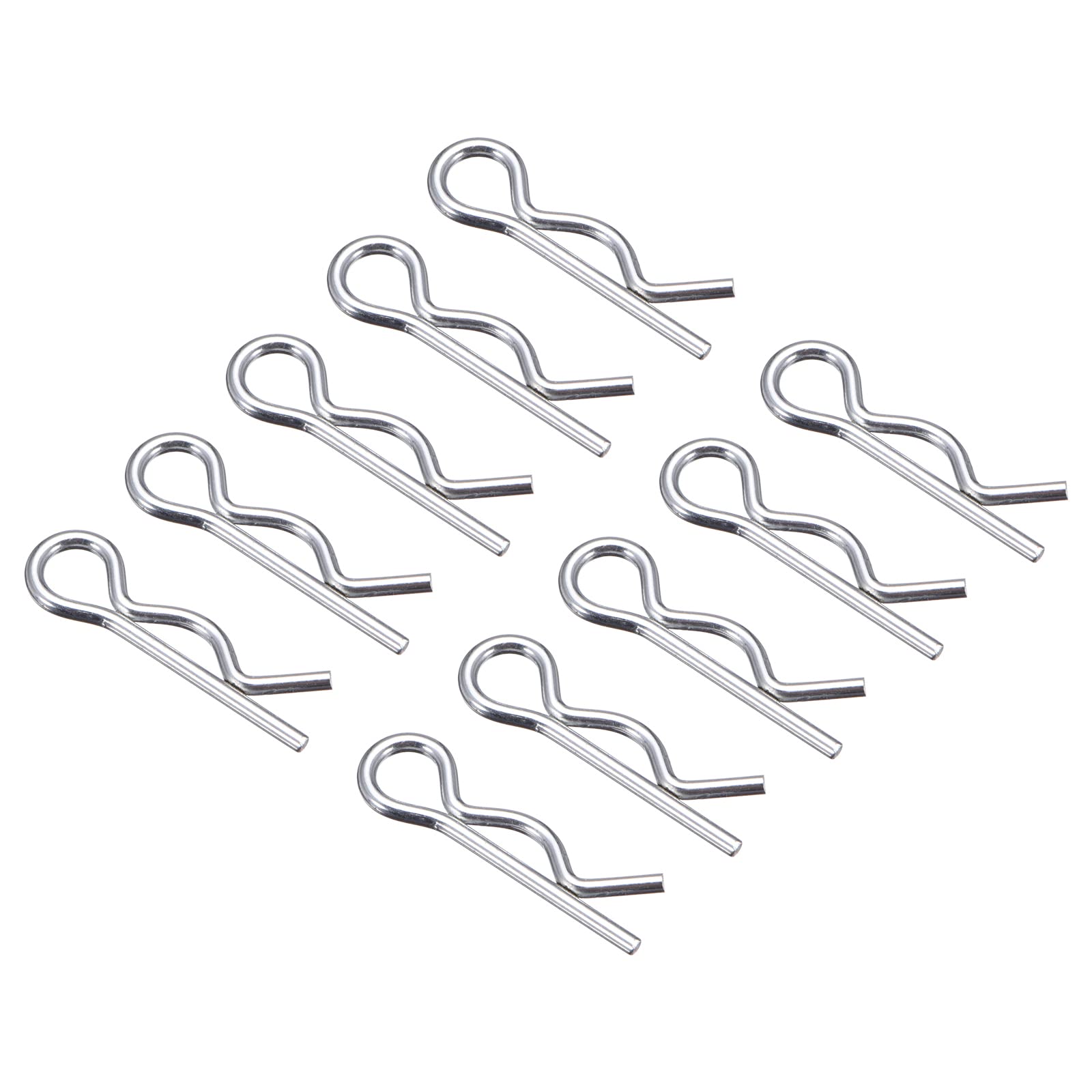 QUARKZMAN R Sagomato Molla Coppiglia Clip Perno x 50pz Carbonio Acciaio Fissaggio Assortimento Fissaggio Capelli Pernoper Fattoria e Attacco Perno Blocco Sistemi Argento Tono 1.2 mm x 21mm