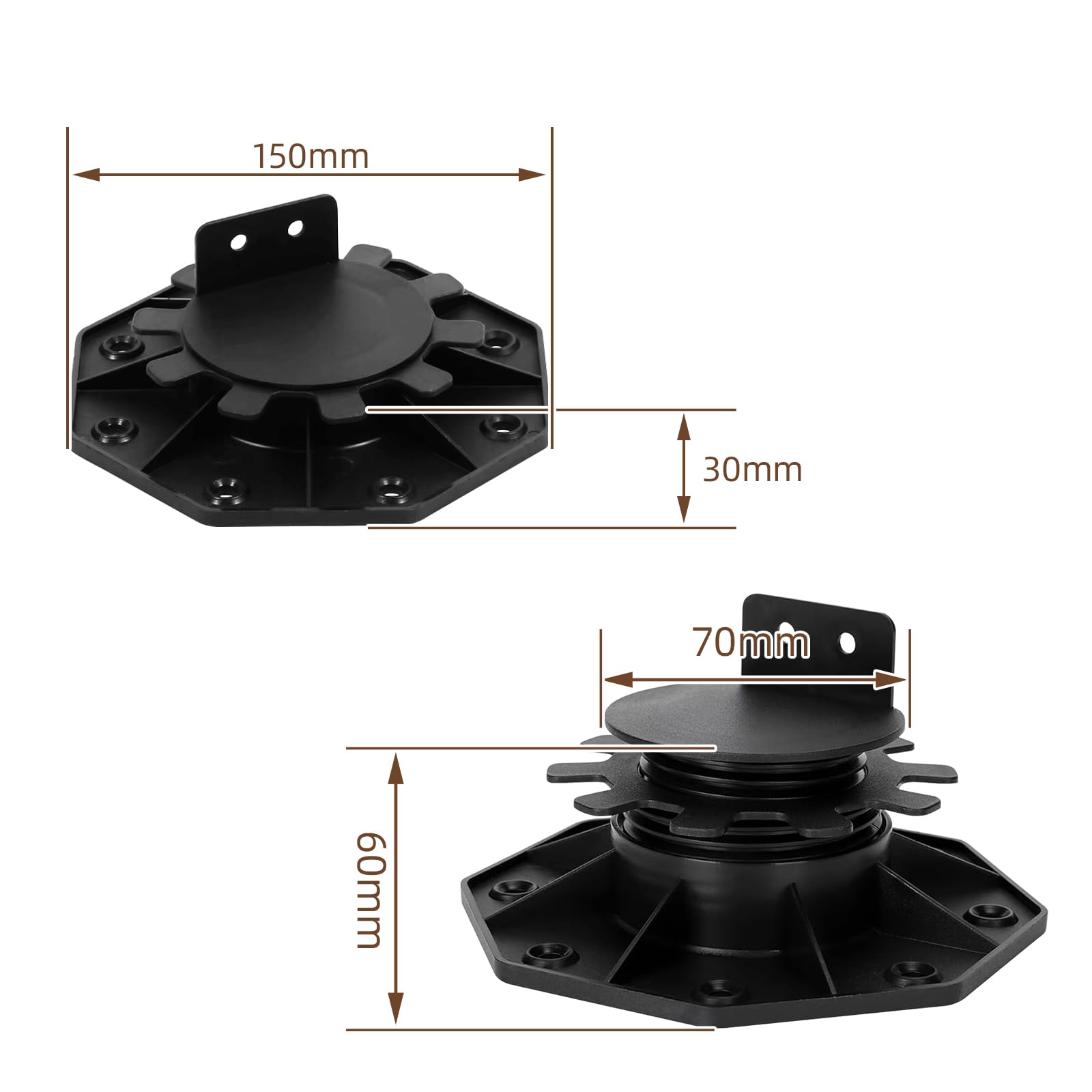 Supporti Regolabili Pavimento（30pcs）, Piedistalli Regolabili Per Patio Per Lastre Da 30 A 60 Mm,Supporti Per Patio Per Pavimentazioni Di Cortili, Fontane, Giardini Terrazzati, Progetti Fai Da Te, Ecc