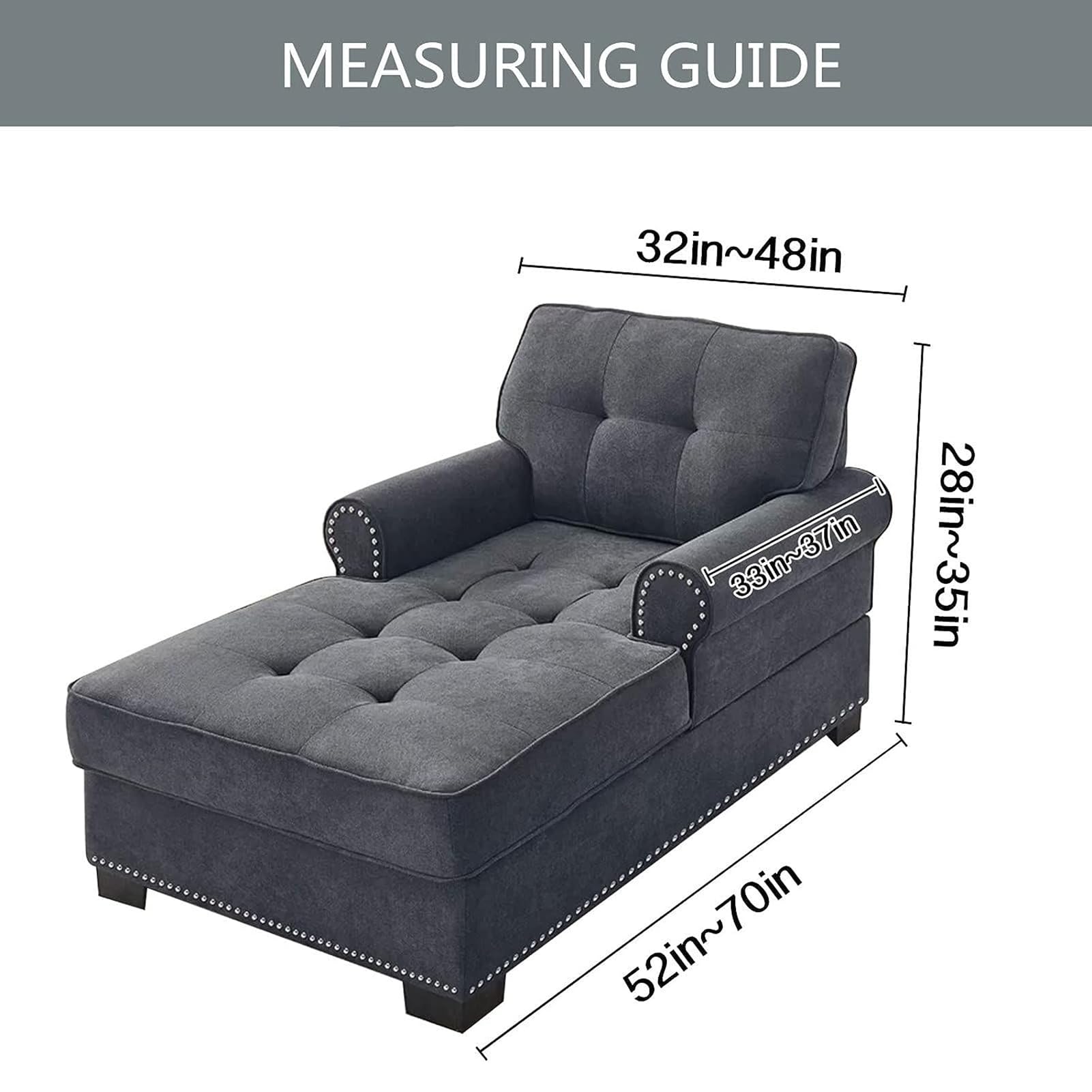 Copridivano elasticizzato in velluto per chaise longue elegante a due braccioli, colore grigio, protezione perfetta per l'arredamento della casa e il rinnovamento dei mobili