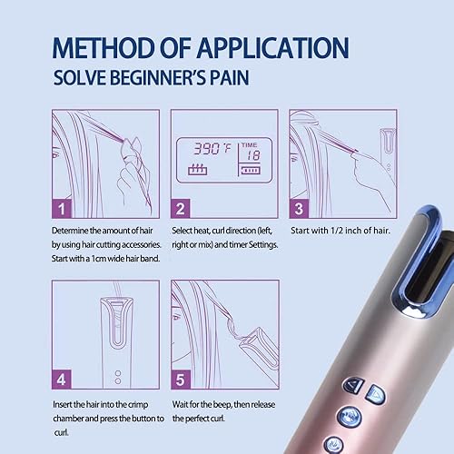 Miniatura 3 de Rizador de pelo automático, varita de rizador automático con barril giratorio grande de 1 pulgada y 4 temperaturas y 3 ajustes de temporizador,