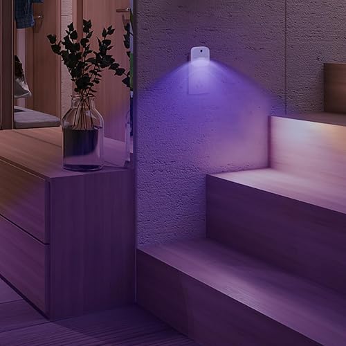 Miniatura 8 de KINUR Paquete de 6 luces LED azules nocturnas enchufables, sensor de atardecer a amanecer automático, de bajo consumo, luces nocturnas de brillo