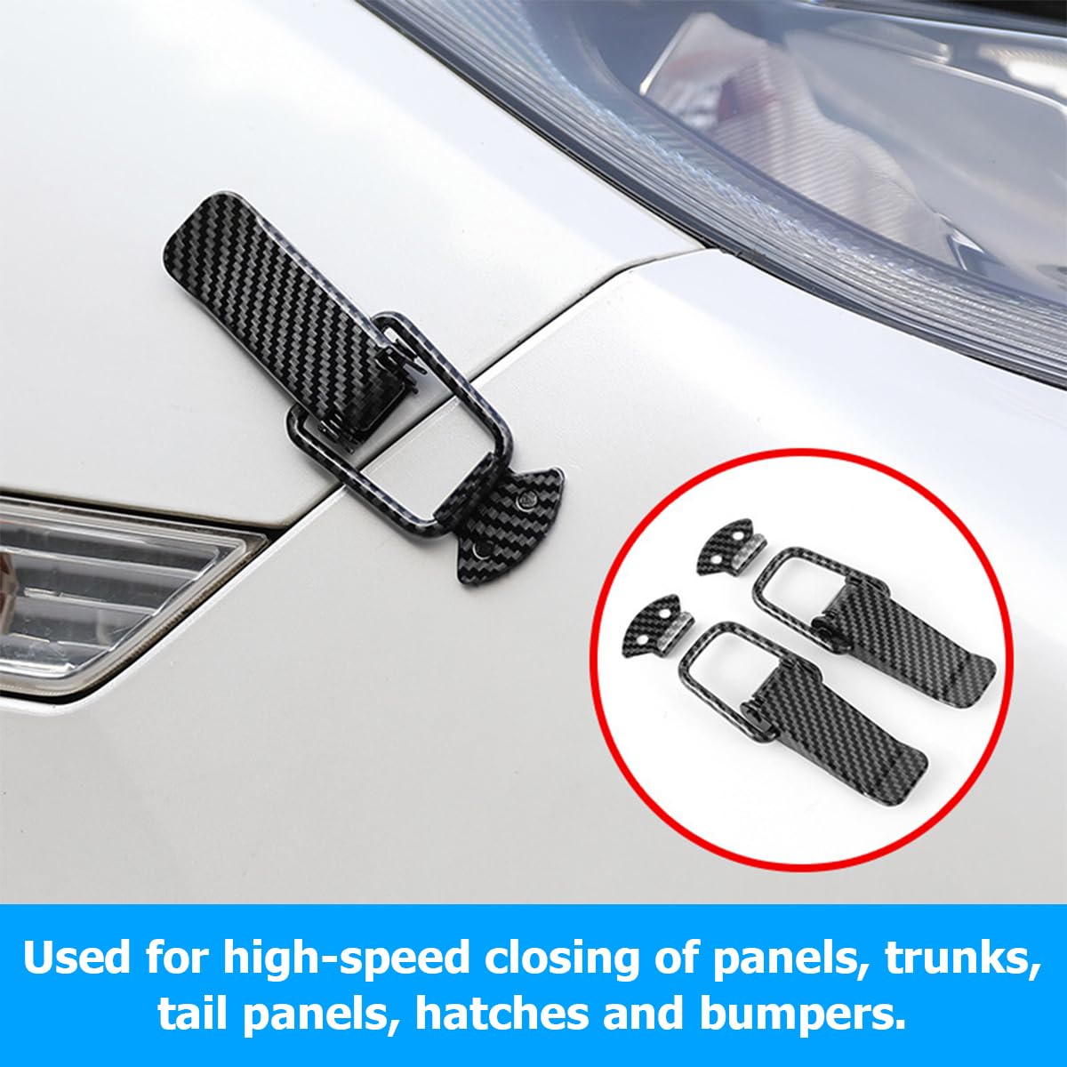 JNNJ Fermaglio per Paraurti Automatico, Clip Blocco Gancio Paraurti Auto, Sgancio Rapido Paraurti Portelloni, Automotive Universale Esterni Accessori Decorativi Veicolo Bagagliaio(Motivo Carbonio)