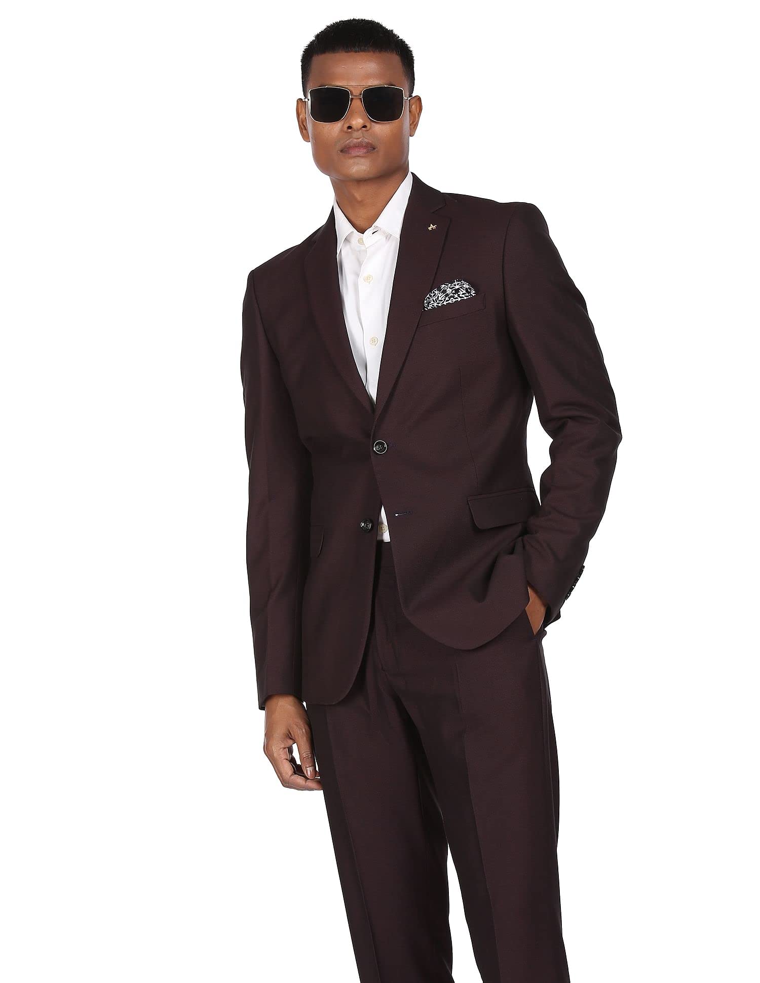 arrow Men's Polyester Blend Self Design Formal Business Suit Pants Set-picture-17