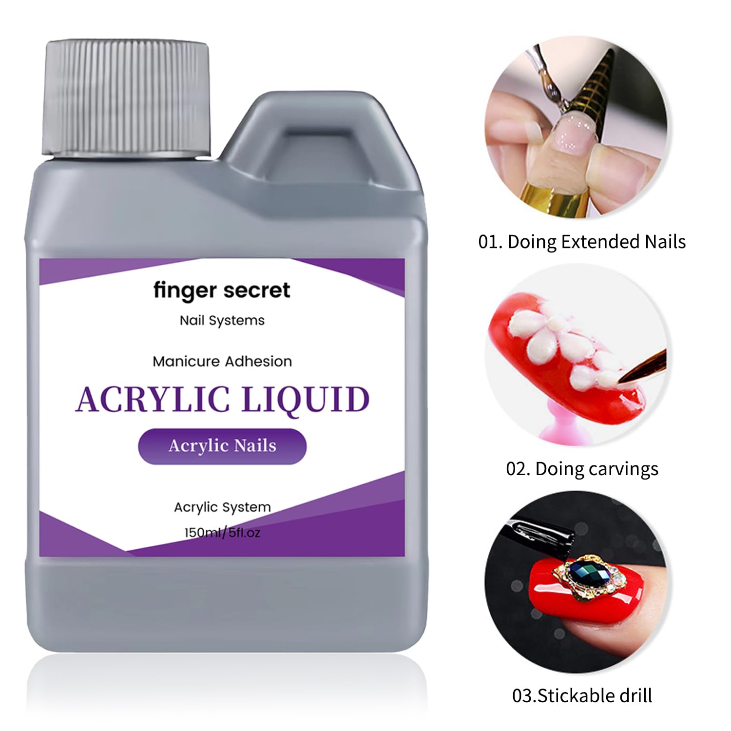 finger secret Acrylic Monomer Liquid, Nail Acrylic Liquid 300ml/10OZ,Liquid Acrylic for Nails,Monomer Acrylic Nail Liquid,Acrylic Liquid for Acrylic Powder Nails Extension for Nail Art Manicure DIY