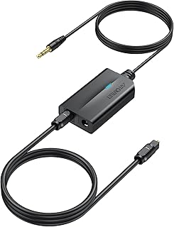 AUTOUTLET 3.5mm to Optical Converter, 48Khz Audio Sample Rate, Supports Uncompressed 2-Way PCM Digital Audio Signal Output, Built-in 1.2m 3.5mm Cable, Suitable for Laptop, Computer, Projector, etc