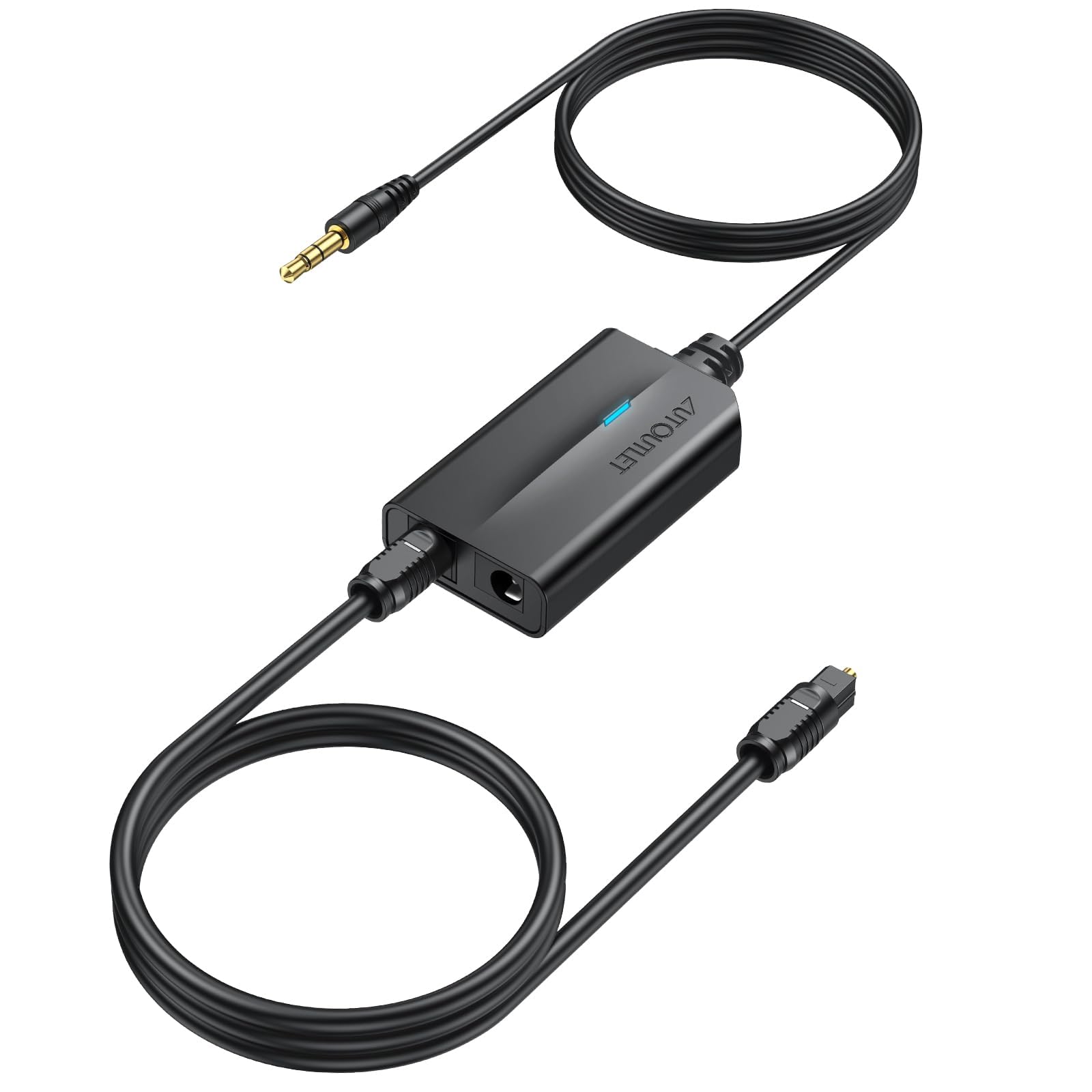 AUTOUTLET 3.5mm to Optical Converter, 48Khz Audio Sample Rate, Supports Uncompressed 2-Way PCM Digital Audio Signal Output, Built-in 1.2m 3.5mm Cable, Suitable for Laptop, Computer, Projector, etc