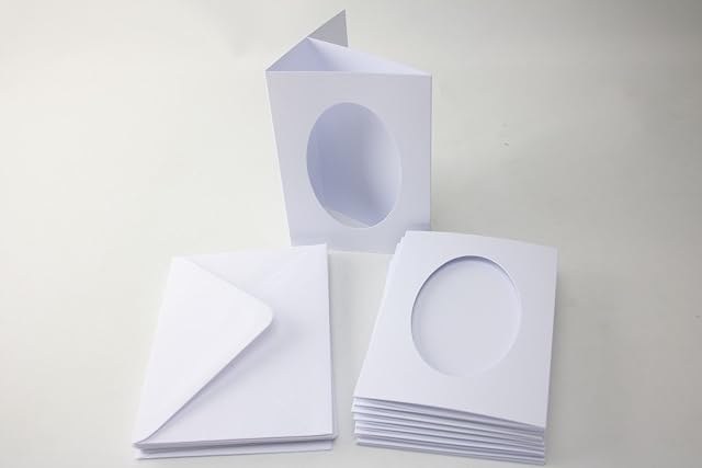 Craft UK A6 3 Fold Aperture Cards And Envelopes (White Oval Plain)