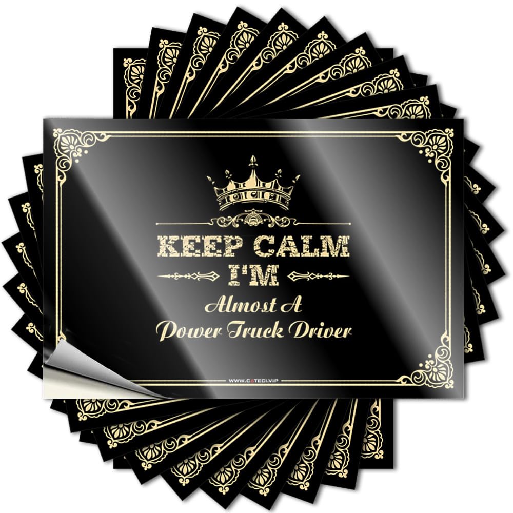 Vintage Bathroom Decor Tattoos Garage | Keep Calm I'm Almost A Power Truck Driver Encouragement Coffee Sticker Pack(6X9CM)