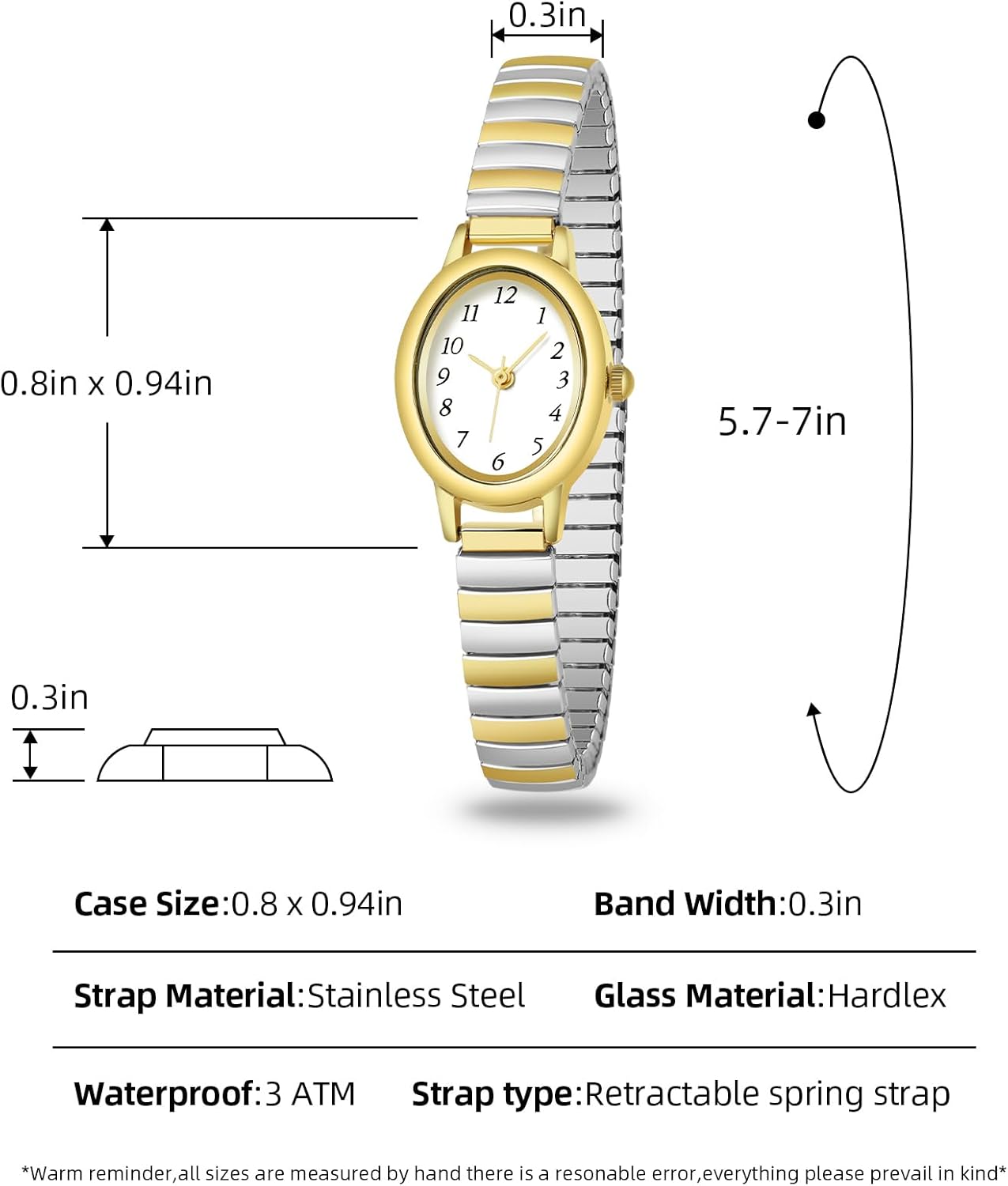 TWOPTION Gold Watches for Women, Waterproof Women's Easy Reader Watch Analog Women Watch with Alloy Steel Expansion Band - Image 4