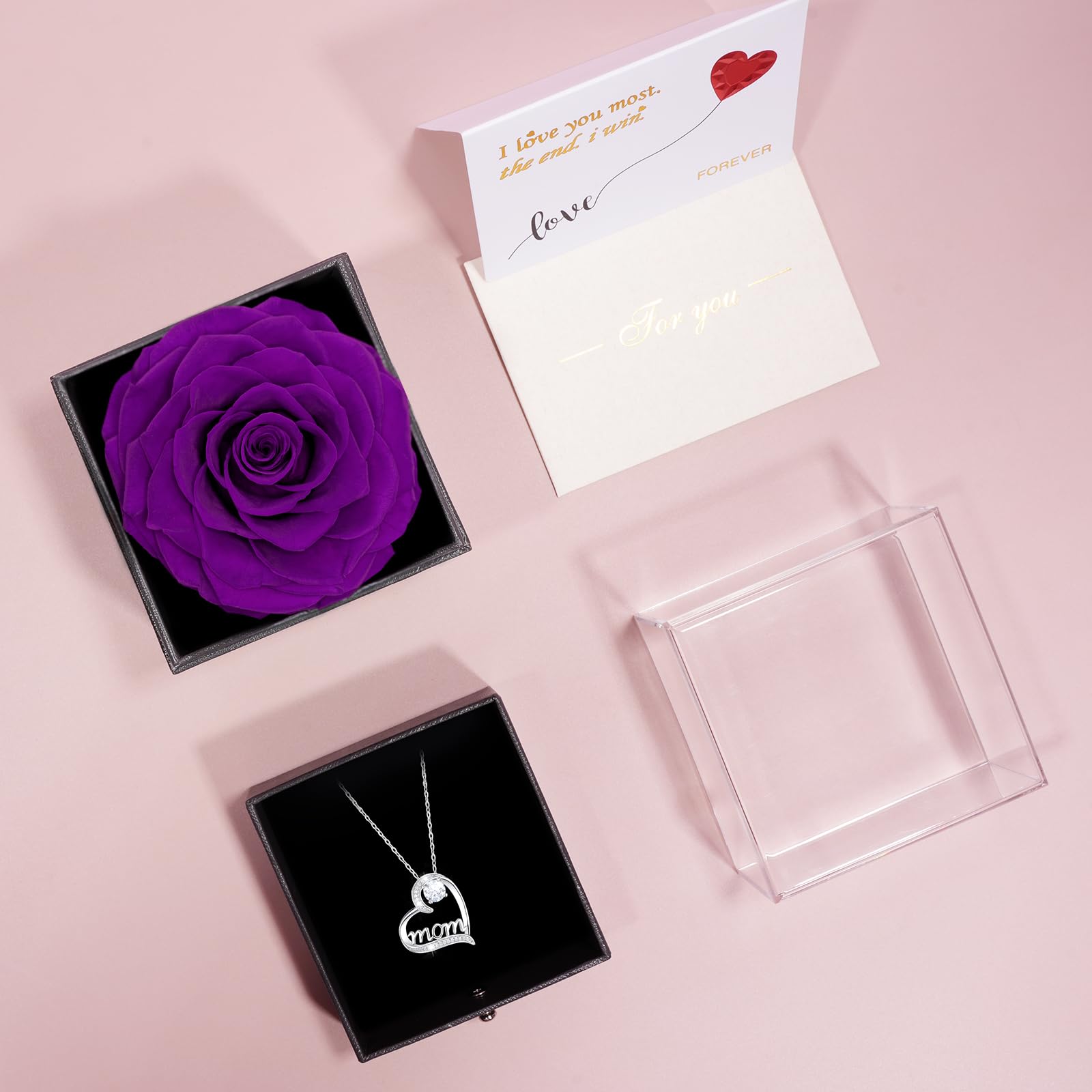 Festa della Mamma Idee Regalo, Rosa Eterna con Collana Argento 925, Migliore Mamma del Mondo, Rosa Stabilizzata Vera, Regalo Mamma Compleanno, Festa della Mamma dal Daughter