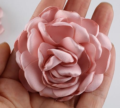 Miniatura 5 de LMMWBM 12 piezas de rosas de satén para manualidades, ramo de novia, ramillete de solapa, alfiler de tela, flores artificiales, adornos para