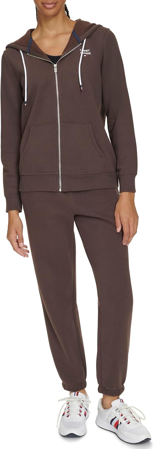 Tommy Hilfiger Women's Full Zip Logo Fleece Hoodie Sweatshirt
