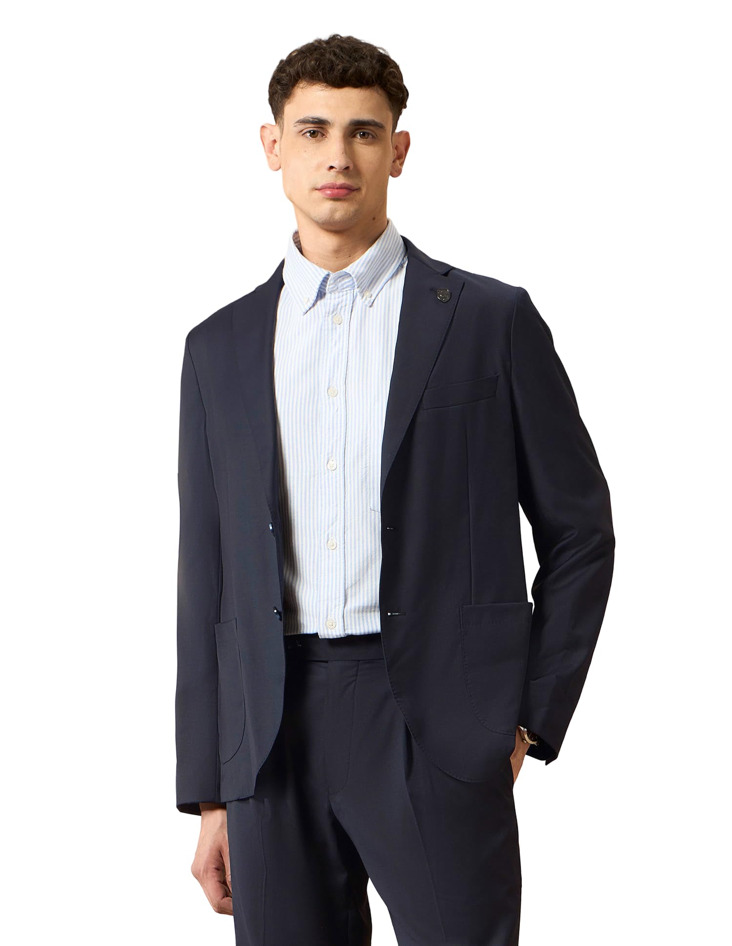 u.s. polo assn. Navy Solid Satin Slim Fit Men's Blazer-picture-14