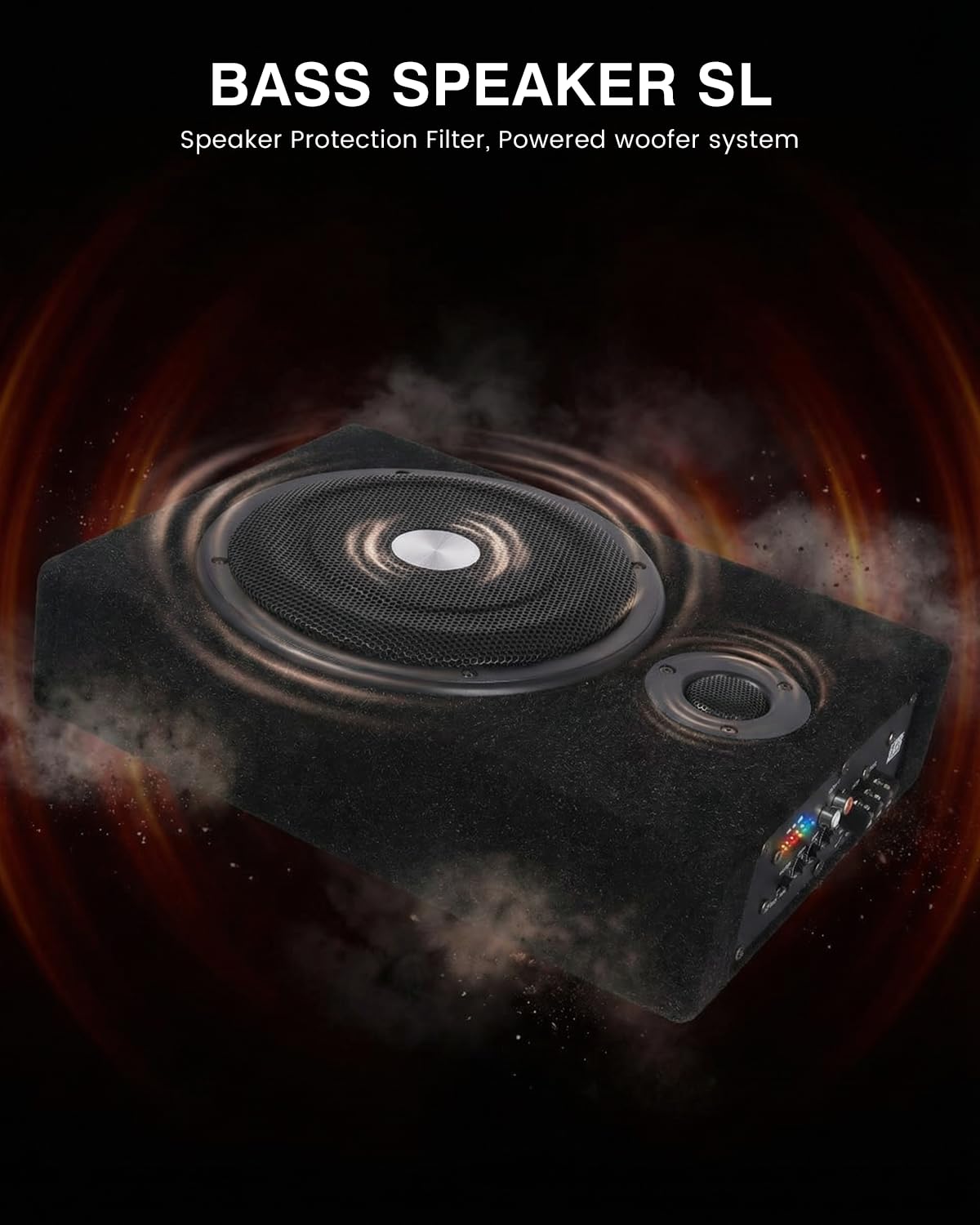 Radio Ultraflacher Auto-Subwoofer, Adecuado para sedanes/Camiones, con Amplificador Integrado, montable bajo los Asientos, Potencia máxima de 600 W, subwoofer Compacto de 8 Pulgadas