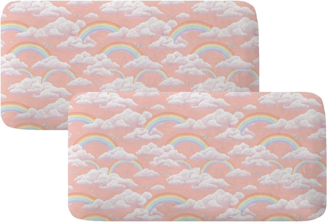 Cloudy Dreamscape Pink Loveseat Covers Couch Covers for 2 Cushion Couch, 2-Piece Stretch Sofa Slipcovers Anti-Slip Washable Furniture Protectors for Dogs Pets